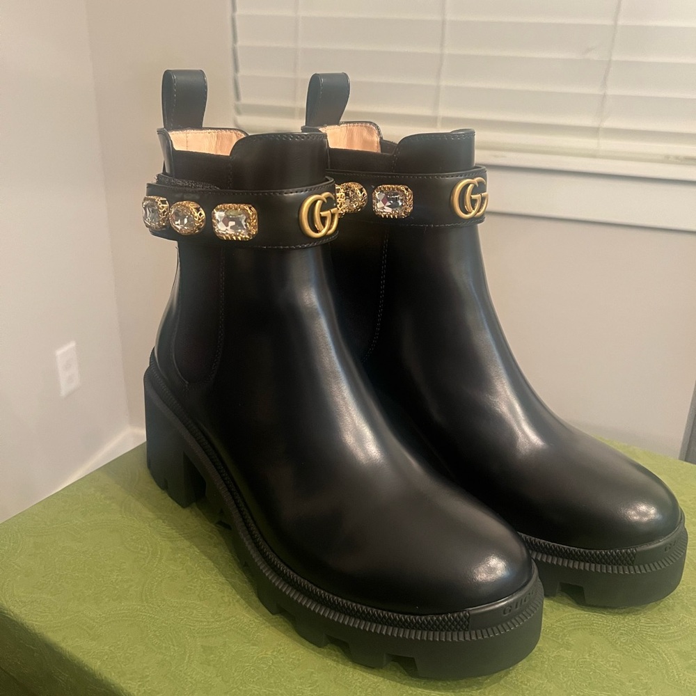 NEW Gucci Trip Booties with Jewels Size 37.5